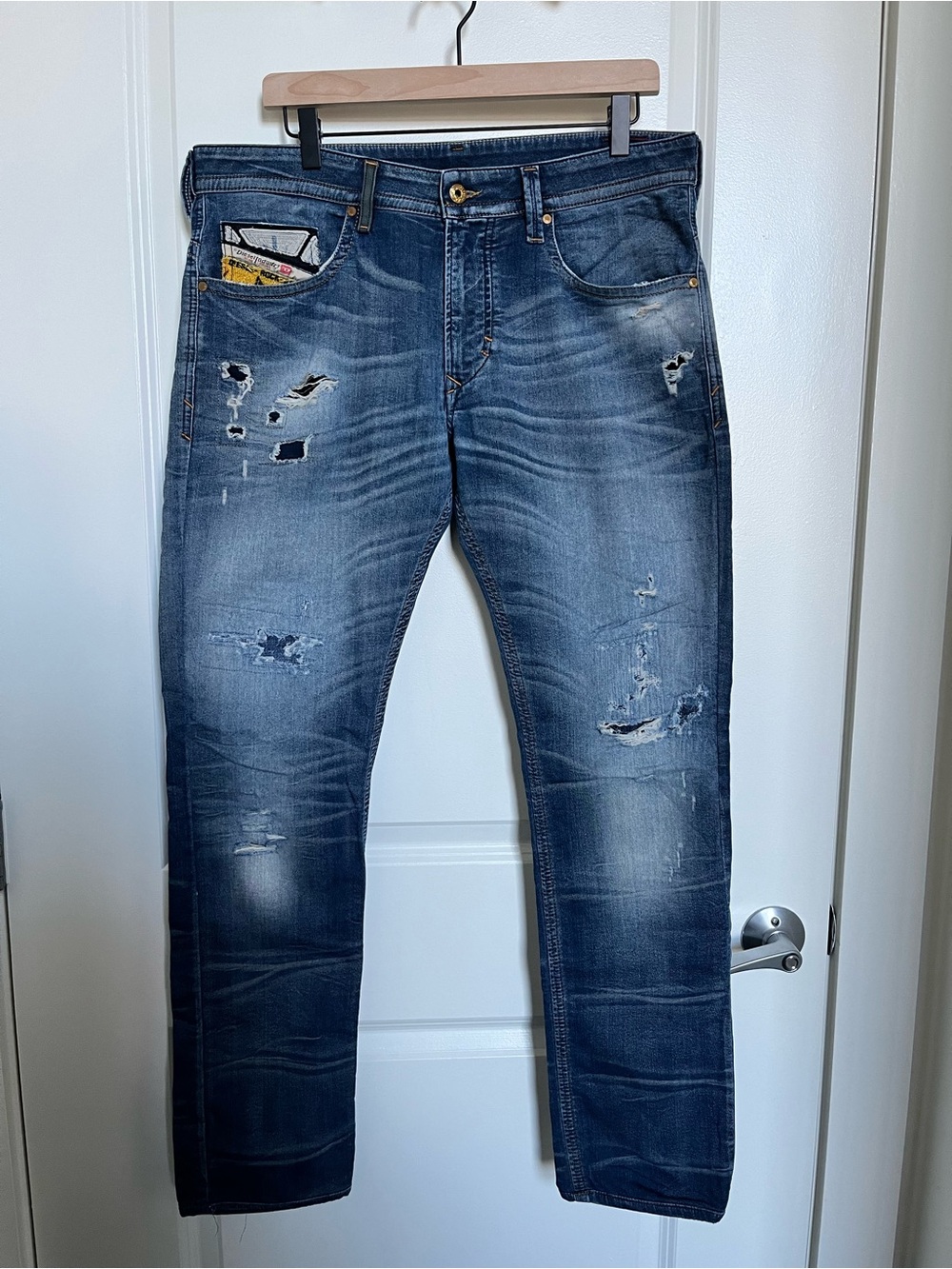 Diesel Thavar Distressed Blue Jeans